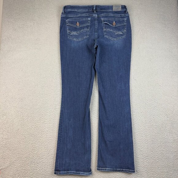 BKE Denim Jeans Womens 32 Blue Payton Bootcut Thick Stitch Flap Pockets Stretch - Picture 2 of 7
